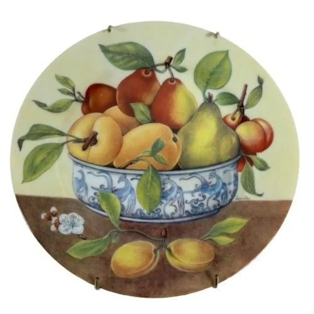 Pair VTG Limoges Plates 1855 L. Marino Godinger Fruit Bowl Still Pears Set of 2